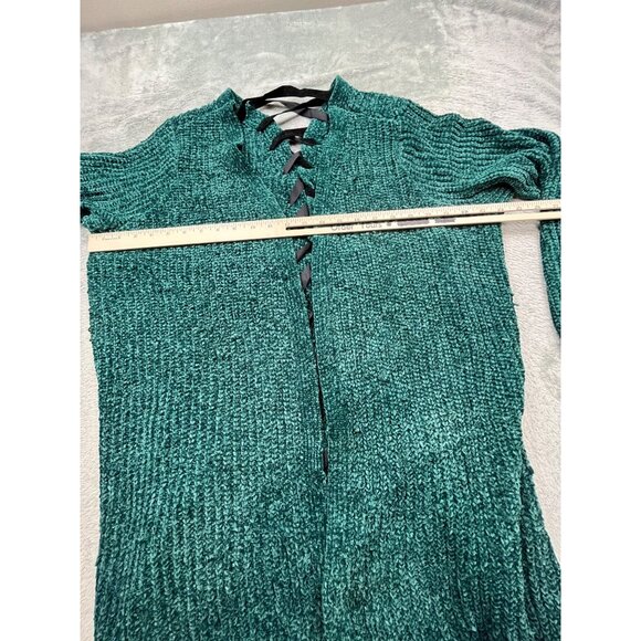Torrid Womens Size 2 Green Chenille Cardigan Sweater Lace-Up Back Detail Open - Picture 4 of 12